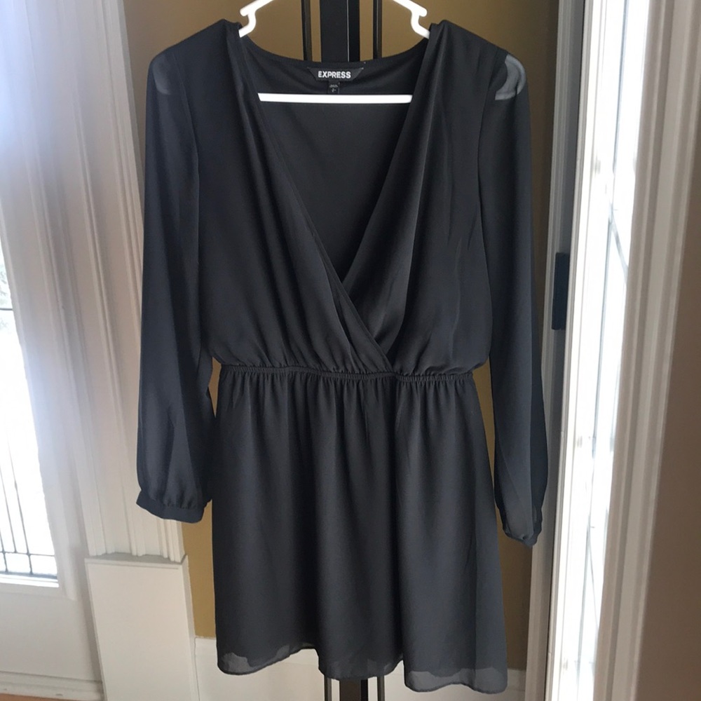 Express black long sleeved mini dress